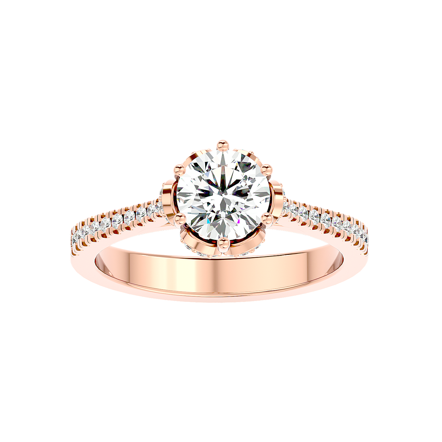 Classic Pear Shaped 5 Stone Engagement Ring in Rose Gold