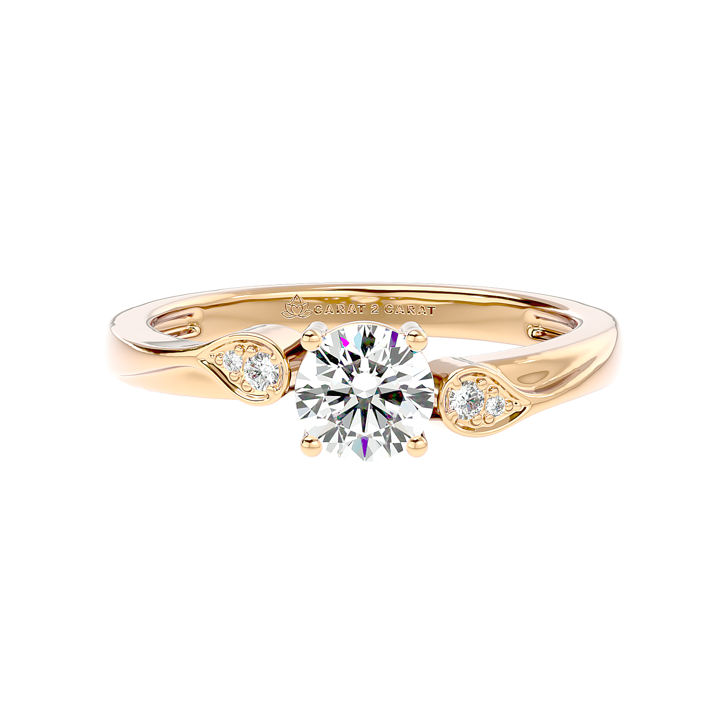Halo Engagement Ring in White Gold with French Pave Diamonds