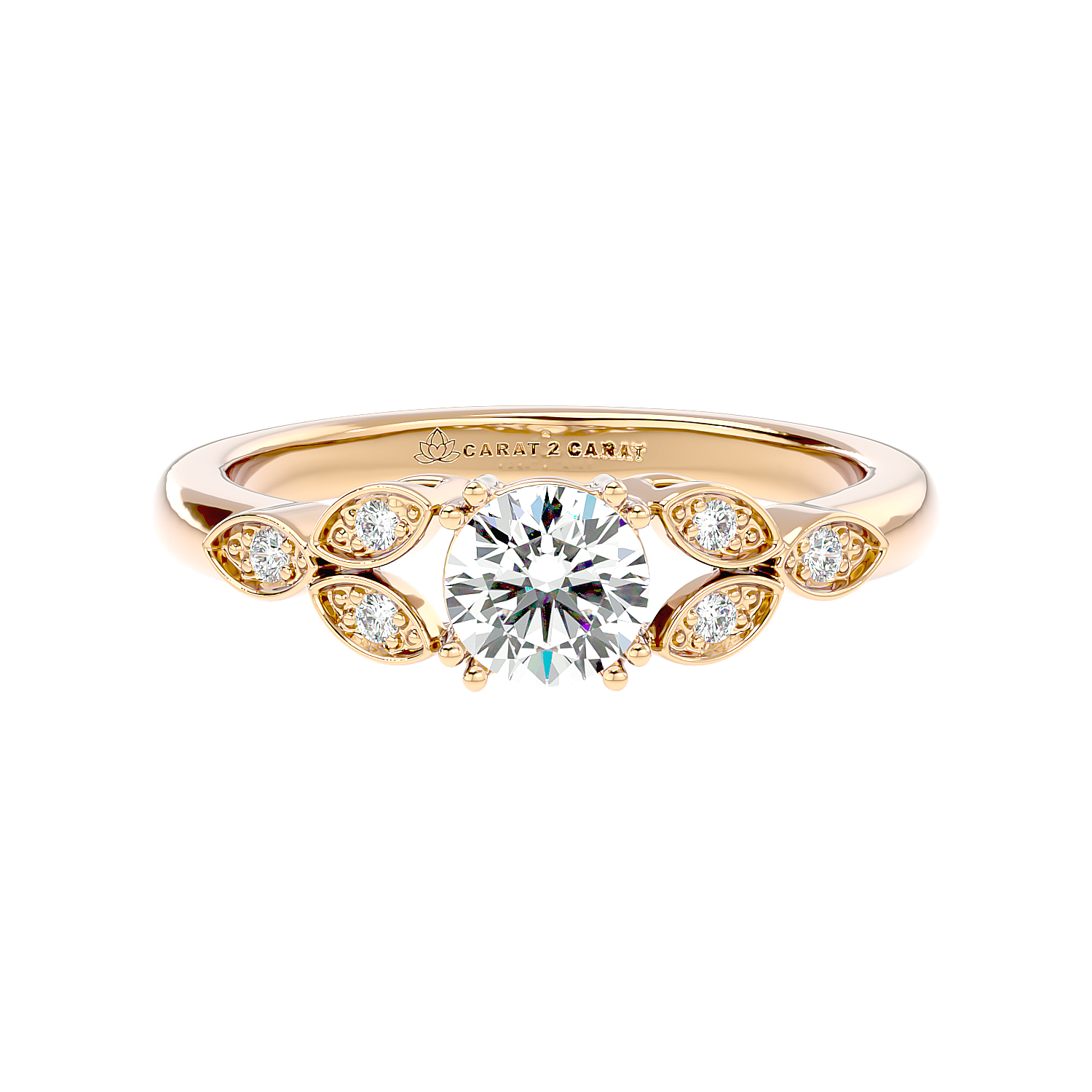 Halo Engagement Ring in White Gold with French Pave Diamonds