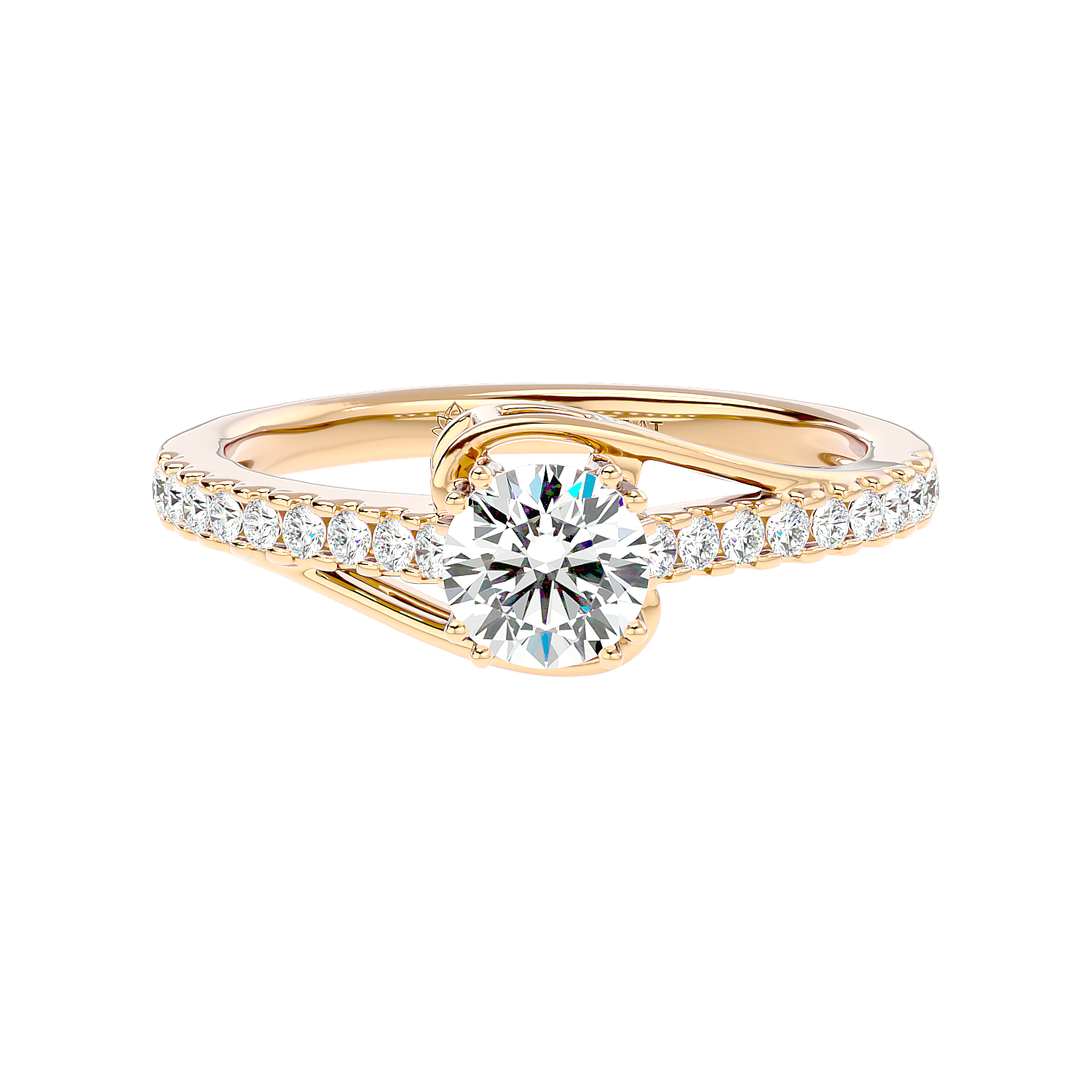 Split Shank Plain and Pave Diamond Engagement Ring in White Gold