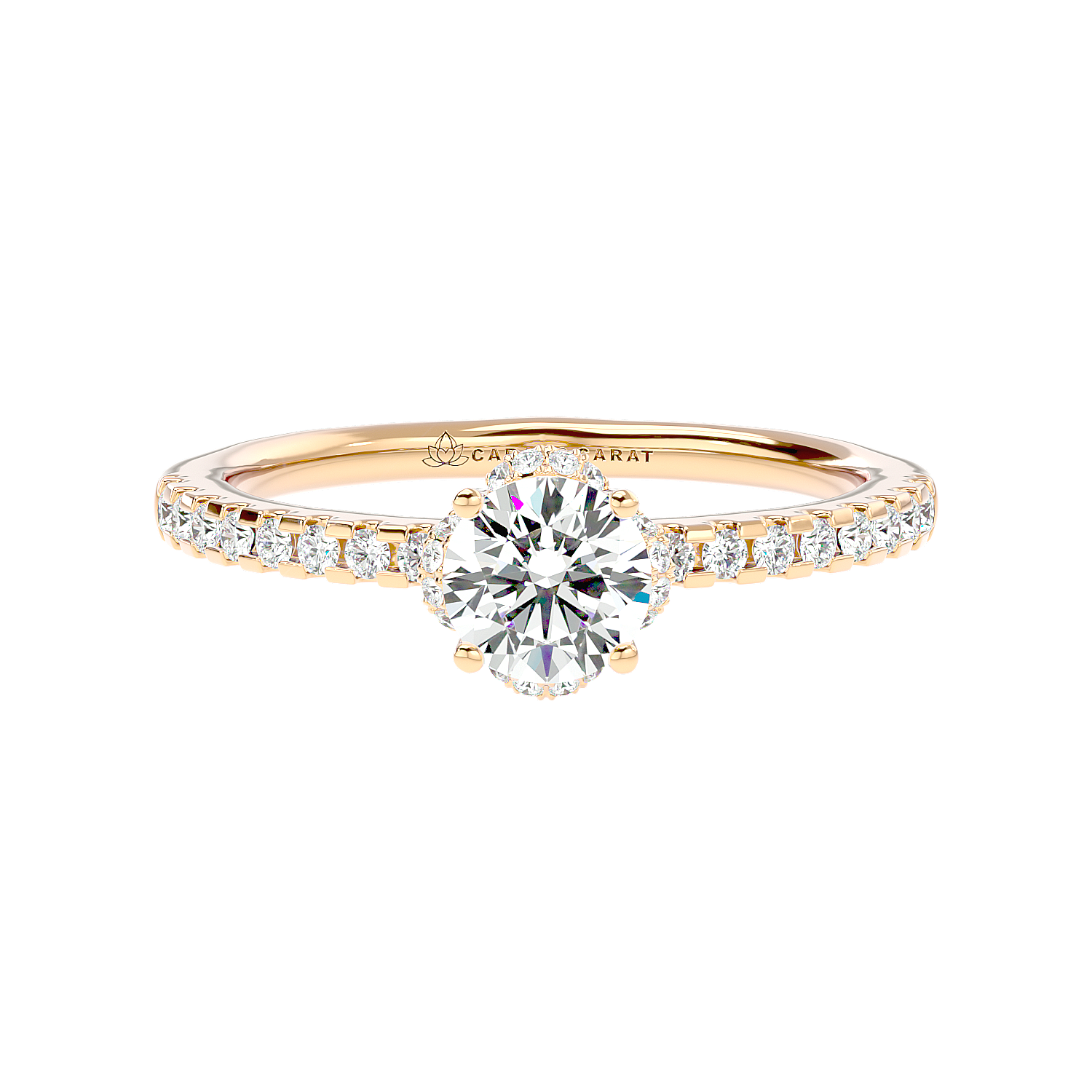 Halo Diamond Engagement Ring in White Gold with Encircled Stones