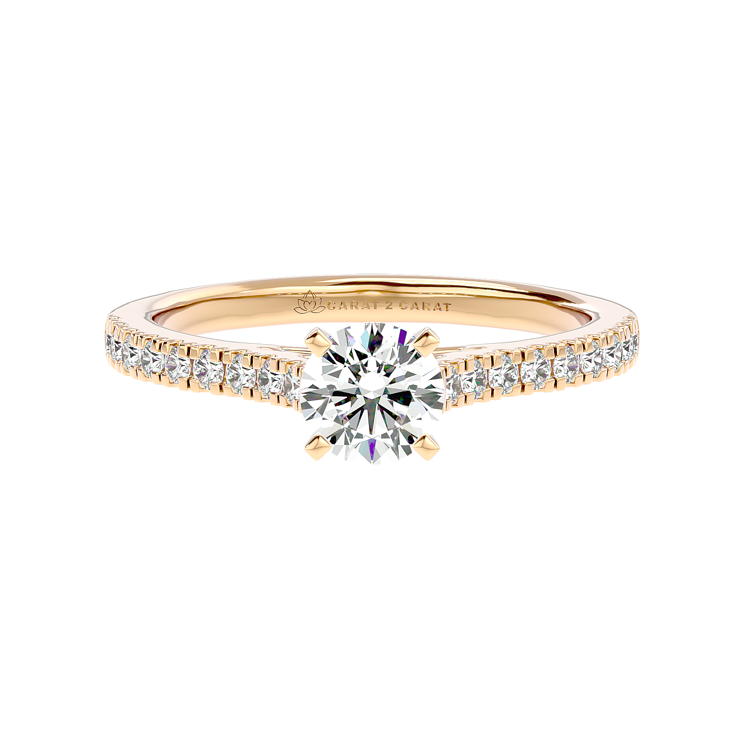French Pave Prong Diamond Engagement Ring in White Gold