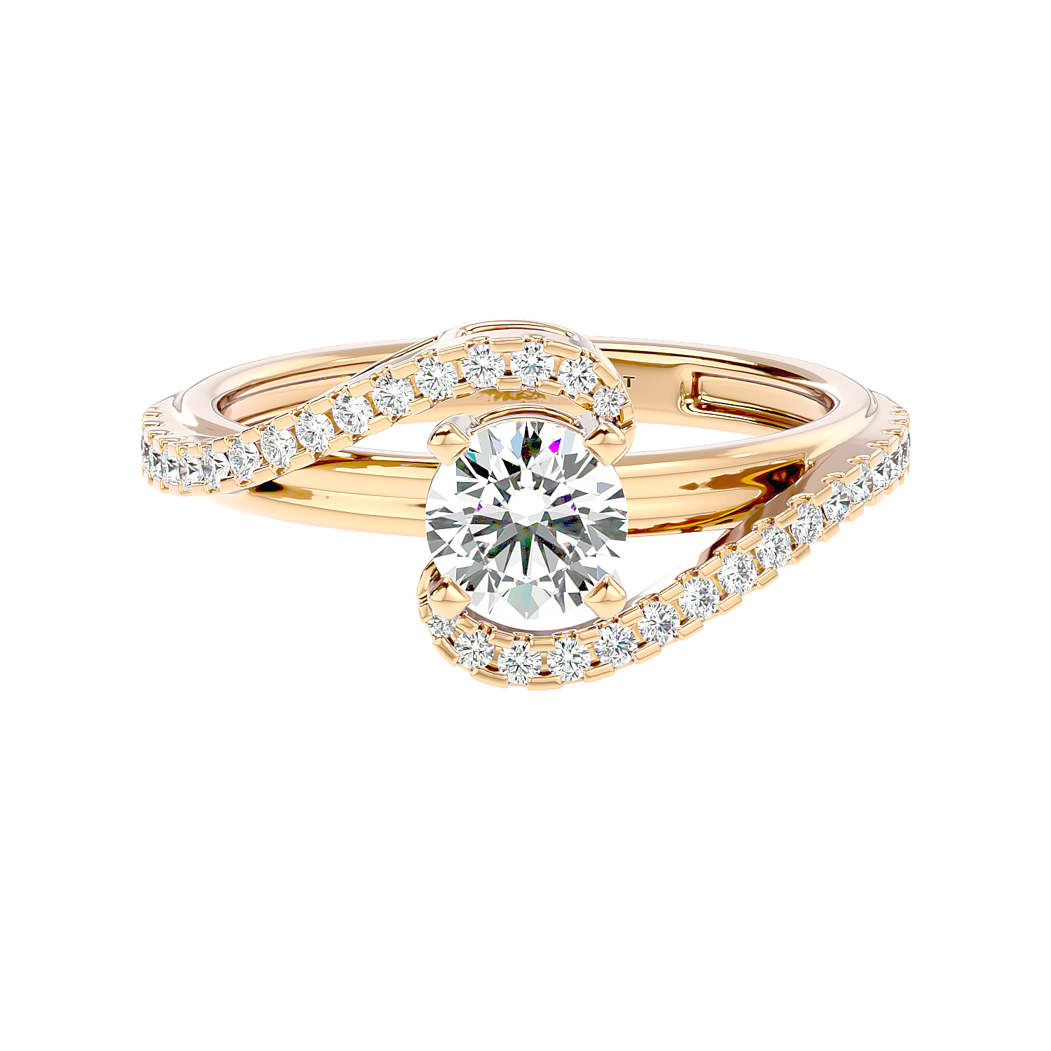Spiralled Diamond White Gold Engagement Ring in French Pave
