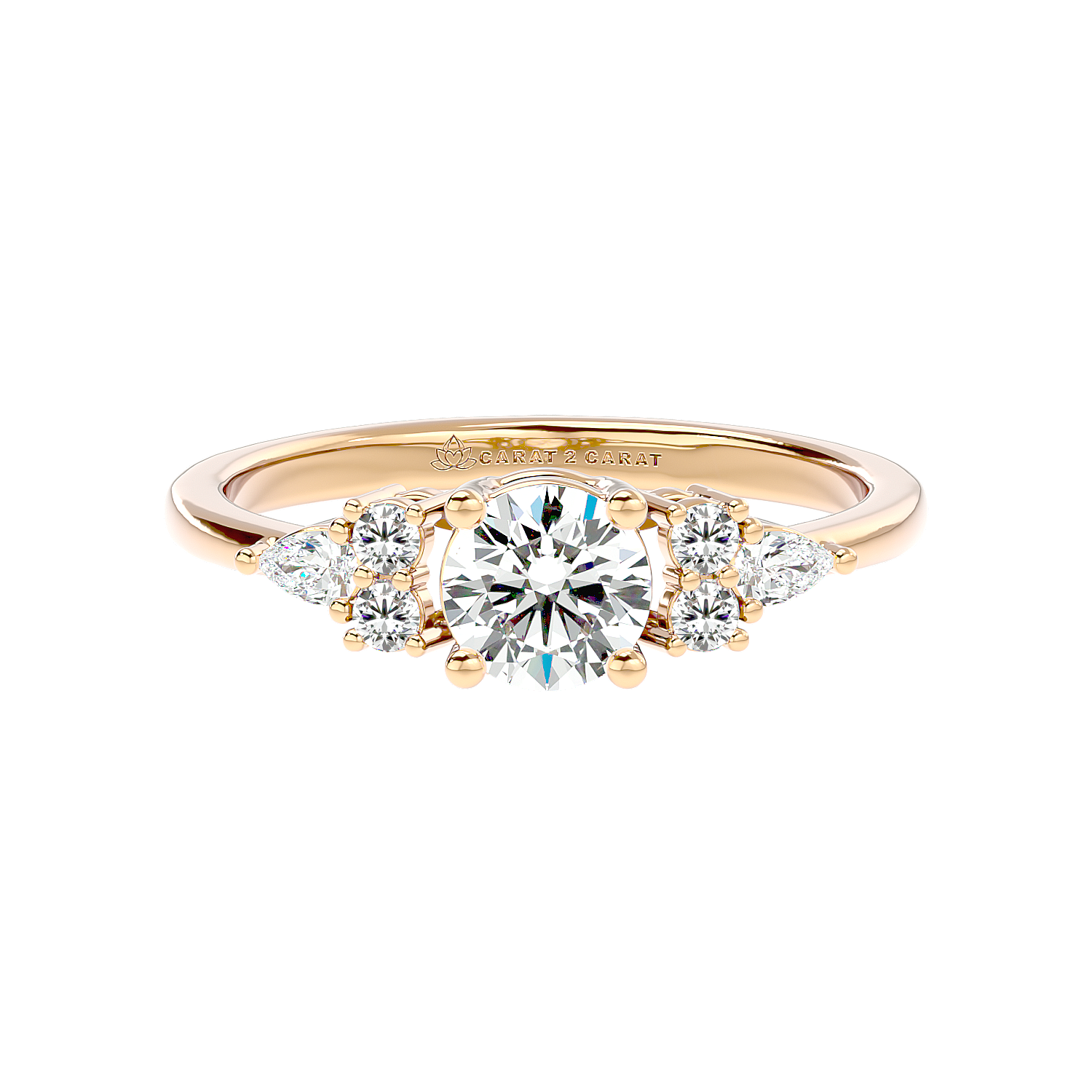 7 Stone Trellis Diamond Engagement Ring in White Gold