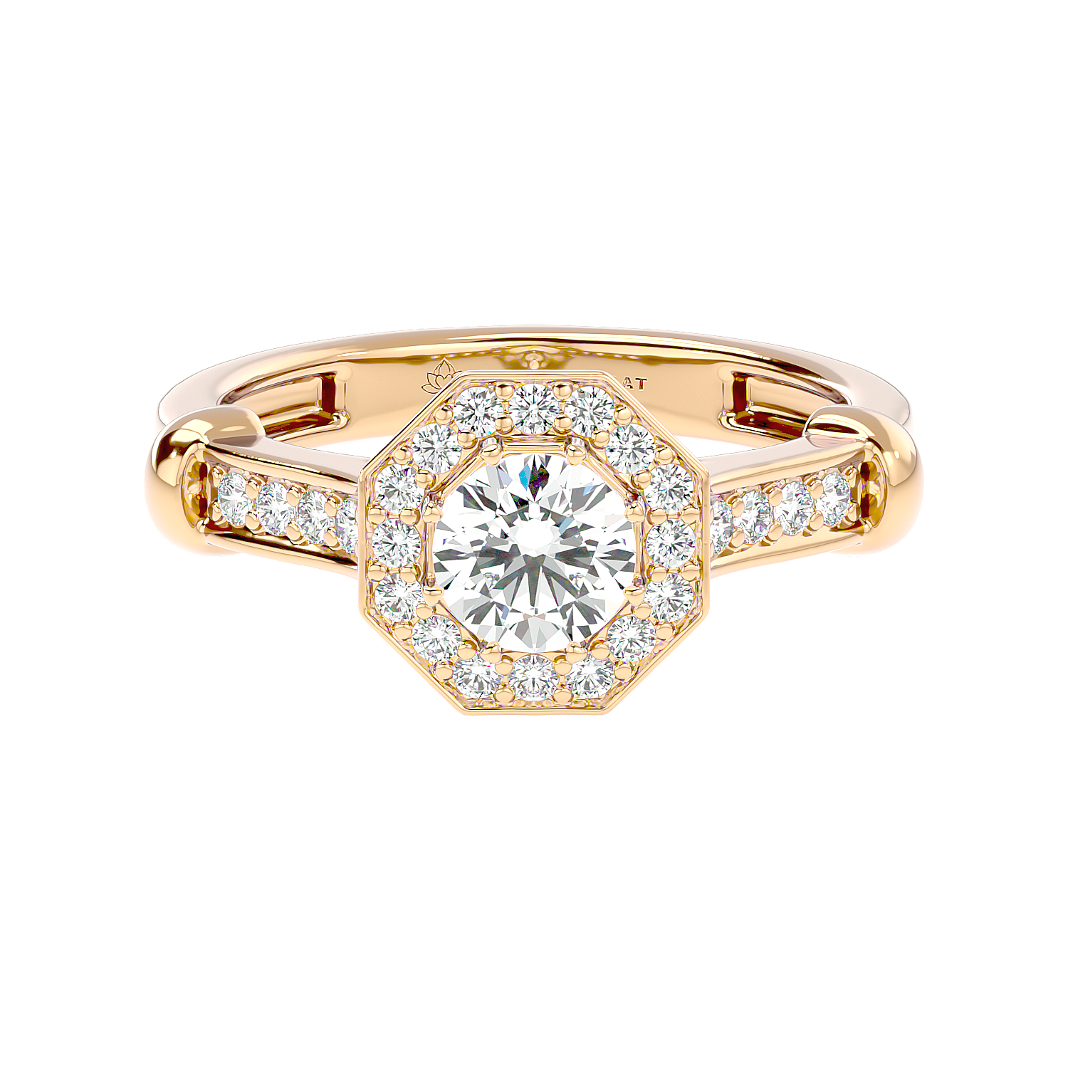 Hexagonal Channel-Set Diamond Engagement Ring in White Gold